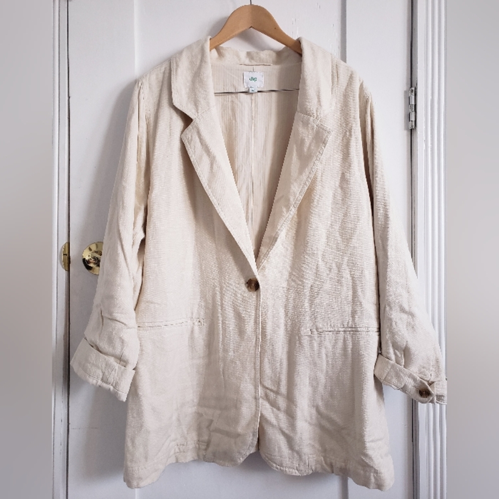 Dip Linen Blend Easy Care Collection Women's Jacket Cream Ladies Size L